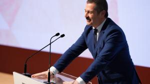 El consejero Mariano de Paco Serrano durante la presentación de los destinos Patrimonio Mundial de la Comunidad de Madrid en FITUR 2025