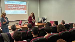 La consejera Fátima Matute durante la jornada de fidelización para profesionales de Enfermería Internos Residentes