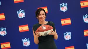 La presidenta Isabel Díaz Ayuso durante la reunión con directivos de la National Football League