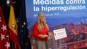 La consejera Rocío Albert durante la presentación del Informe anual de lucha contra la hiperregulación