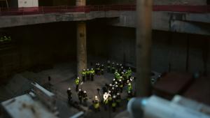 Rodrigo asiste a la unión de los dos frentes de excavación del túnel para la ampliación de la línea 11 de Metro El consejero Jorge Rodrigo durante su visita a las obras de ampliación de la línea 11 de Metro