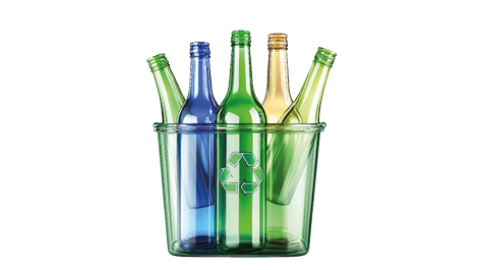 Imagen de botellas de cristal recicladas