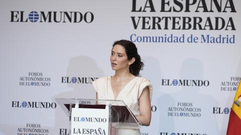 La presidenta Isabel Díaz Ayuso durante el encuentro informativo organizado por el El Mundo