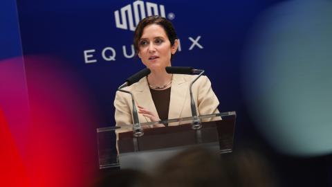 Díaz Ayuso da un discurso en la inauguración de los centros de datos de Equinix