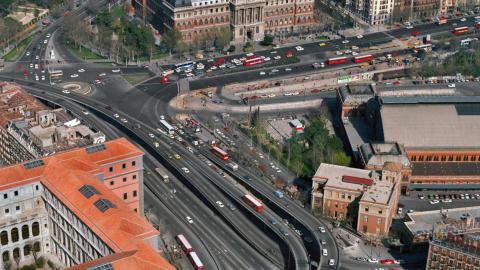 Scalextric Atocha, que fue derribado en 1985. Imagen hacia finales de los años 70. Scalextric Atocha, que fue derribado en 1985. Imagen hacia finales de los años 70.