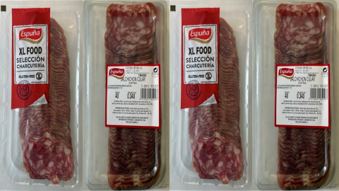 Envases de salchichón cular extra de la marca Espuña implicado en alerta alimentaria por presencia de leche no declarada