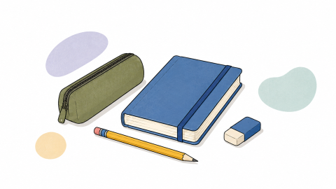 Ilustración útiles escolares
