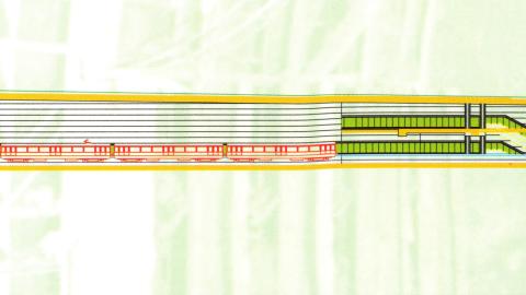 Sección longitudinal estación Plaza Elíptica