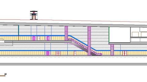 Sección longitudinal Estación Las Rosas