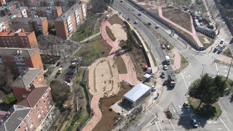 Vista aérea inicio de las obras de reurbanización de la estación La Almudena