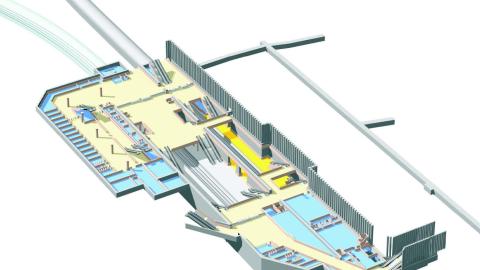 Croquis nivel vestíbulo Moncloa Axonometría nivel vestíbulo Moncloa