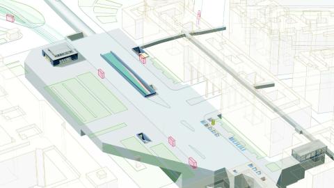 Axonometría nivel calle Moncloa Croquis nivel calle Moncloa