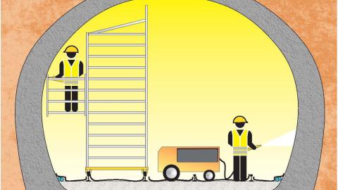 Fase 2. Limpieza del intradós Consolidación del túne, fase 2, limpieza del intradós