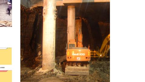 Excavación bajo losa de vestíbulo Excavación bajo losa de vestíbulo en la estación Doce de Octubre