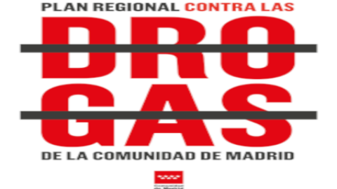 Título del texto con linea roja tachando la palabra drogas