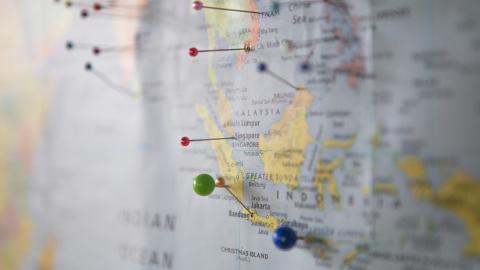 Mapa con países señalados