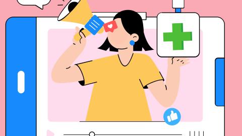 Icono mujer publicitándose en redes sociales