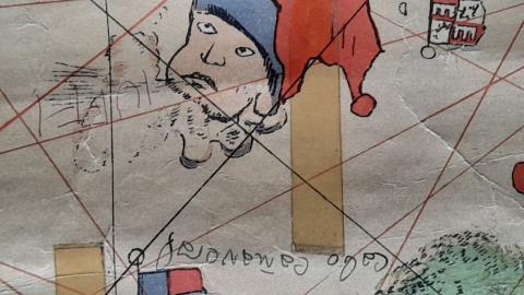 Detalle de un mapa ilustrado