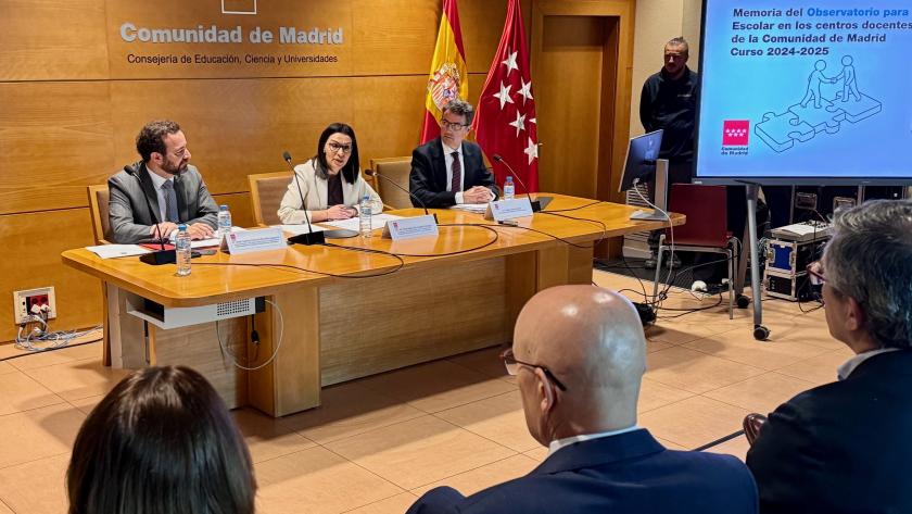 Zarzalejo participa en la reunión del pleno del Observatorio de Convivencia del Consejo Escolar Regional La consejera Mercedes Zarzalejo durante la reunión del Observatorio de Convivencia del Consejo Escolar Regional