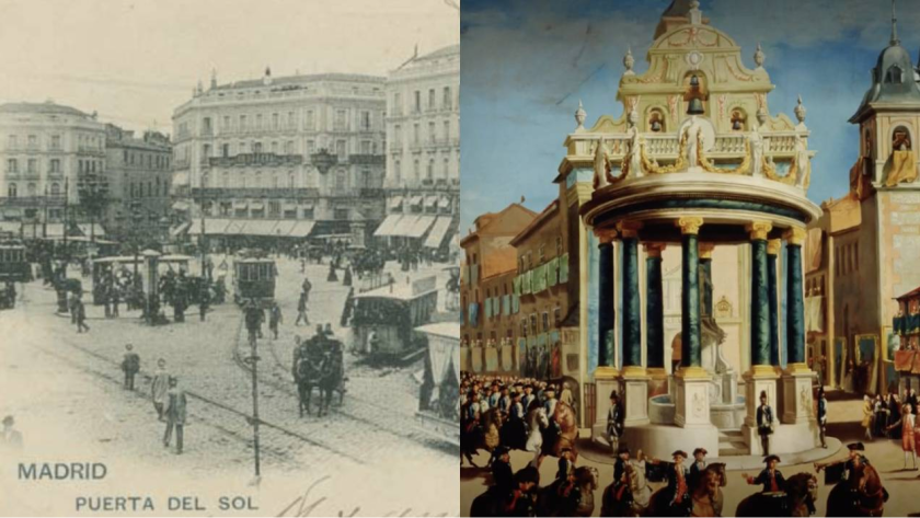 Combinación de dos imagenes de la Real Casa de Correos
