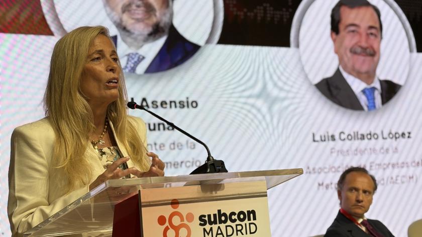 Albert inaugura Subcon.MADRID 2026 La consejera Rocío Albert durante el foro empresarial organizado por el grupo Metalia dedicado a la subcontratación industrial