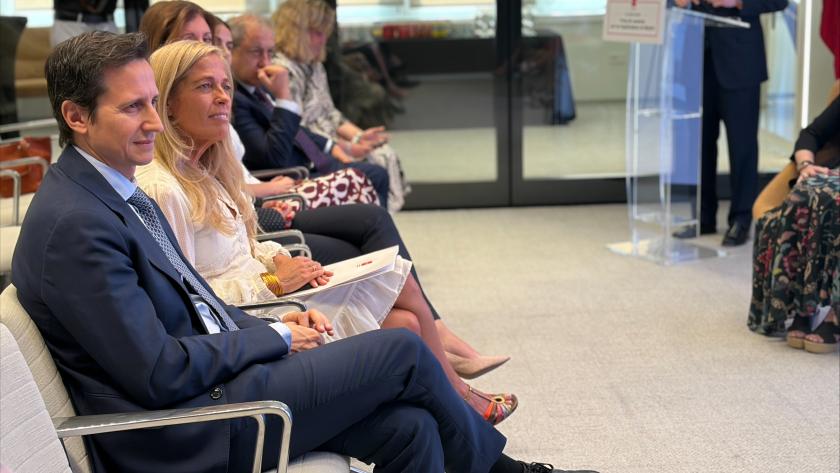 La consejera Rocío Albert durante el acto con el Colegio de Registradores de la Propiedad de Madrid