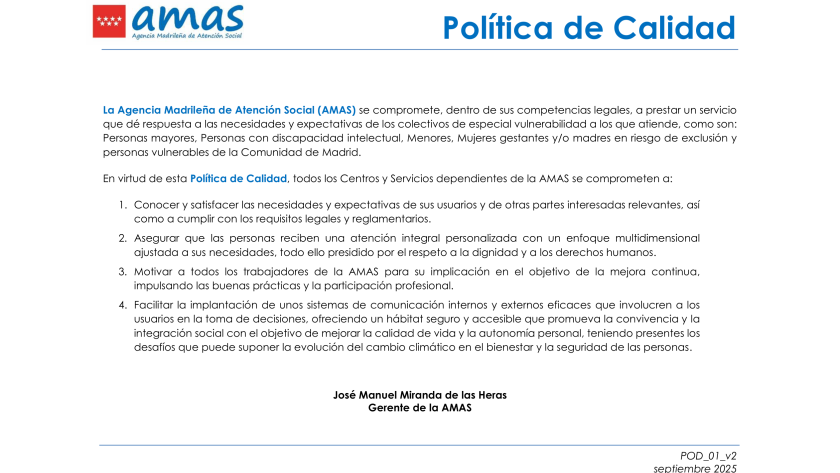 Política de Calidad AMAS 2025