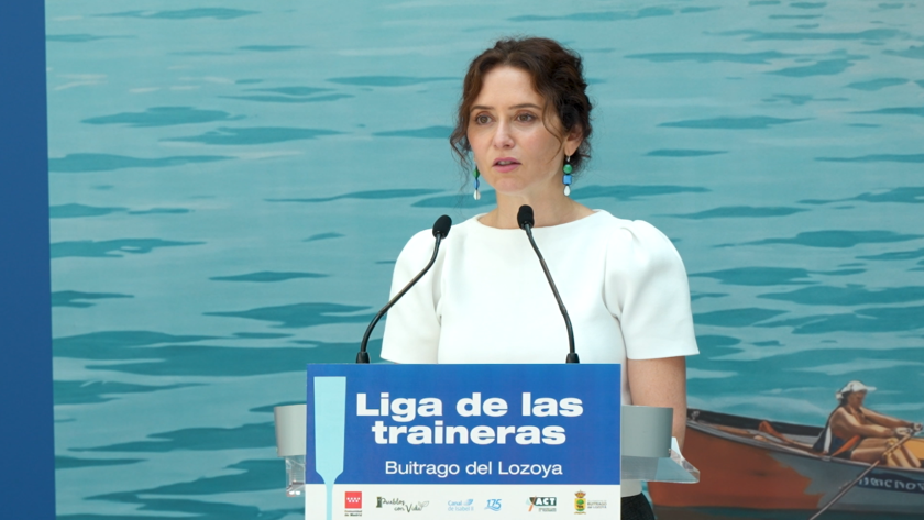 La presidenta Isabel Díaz Ayuso en la presentación de las ligas de traineras