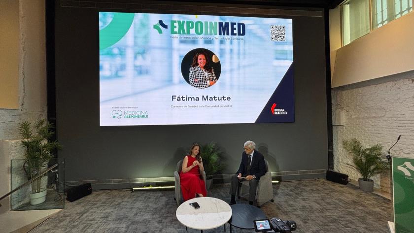 La consejera Matute en la presentación de la Feria Expoinmed