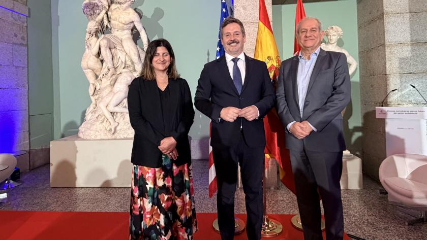 El consejero Mariano de Paco Serrano durante la jornada Madrid-USA: Alianzas estratégicas para el futuro del audiovisual con la Cámara de Comercio de Estados Unidos