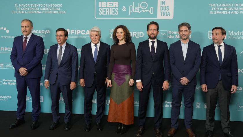 La presidenta Isabel Díaz Ayuso en la presentación de Iberseries & Platino Industria