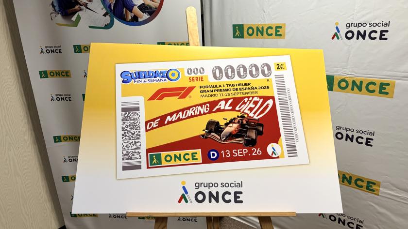 Presentación del cupón conmemorativo de la ONCE dedicado al Gran Premio de España de Fórmula 1 Cupón conmemorativo de la ONCE dedicado al Gran Premio de España de Fórmula 1