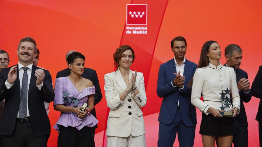 La presidenta Isabel Díaz Ayuso durante la entrega de los Premios Siete Estrellas del Deporte de los años 2024 y 2025