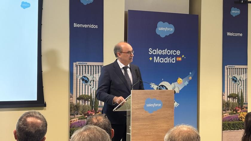 López-Valverde asiste a la presentación de la nueva sede de la tecnológica estadounidense Salesforce El consejero Miguel López-Valverde durante la presentación de la nueva sede de la tecnológica estadounidense Salesforce