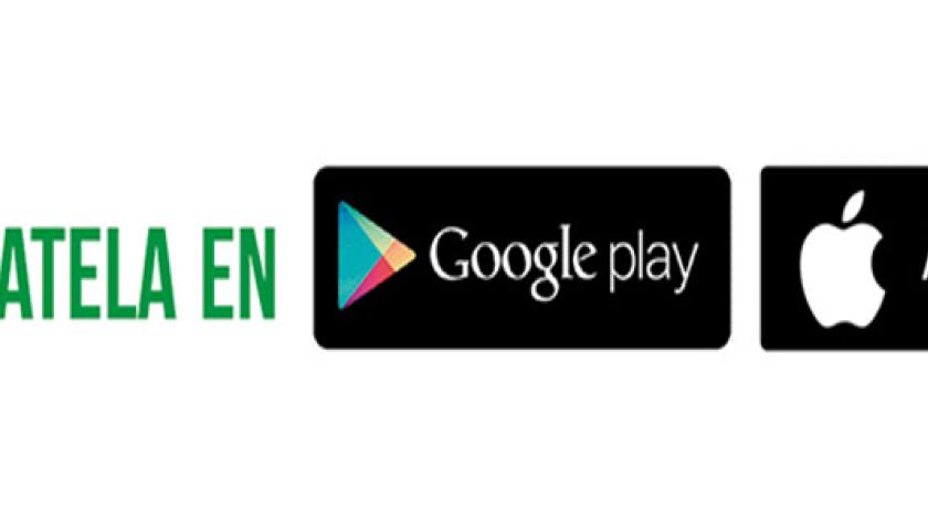 Texto "Descárgatela en Google play o Apple Store"