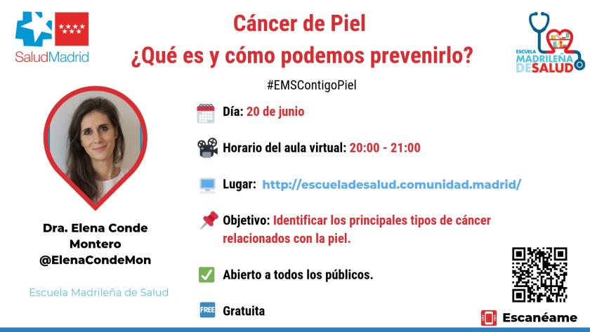 Plataforma de Formación Online el Aula Virtual “Cáncer de piel: ¿Qué es cómo podemos prevenirlo?” Folleto de sesión de Aula Virtual sobre cáncer de piel