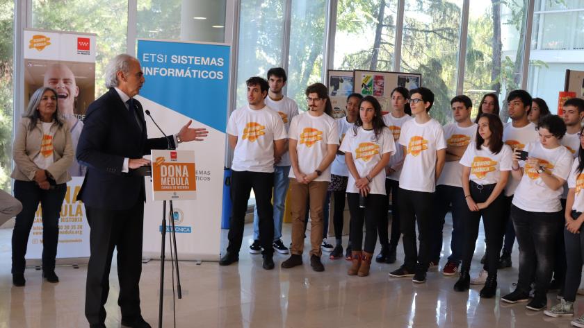 La Comunidad presenta ‘Cambia su historia’, la nueva campaña para fomentar la donación de médula ósea Enrique Ruiz Escudero en el acto celebrado en la Universidad Politécnica de Madrid (UPM)