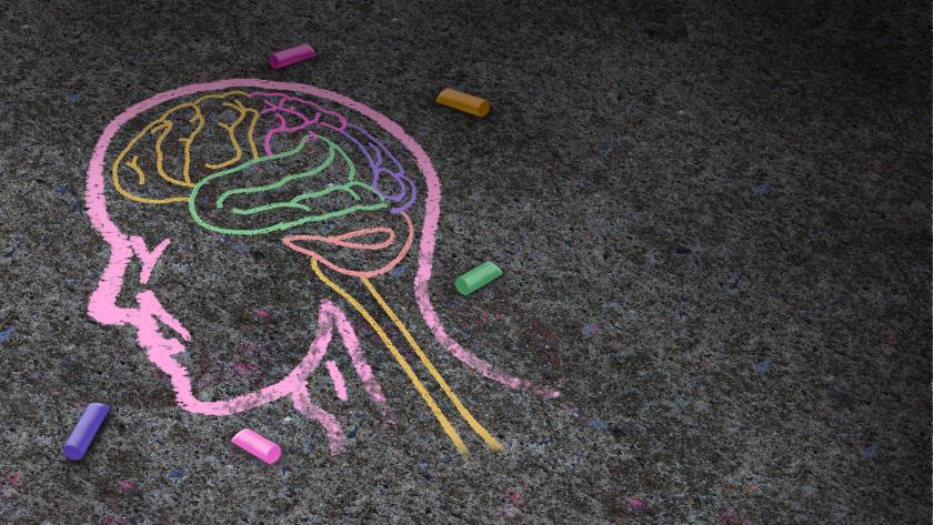 Dibujo de una cabeza en tiza Un dibujo de una cabeza en tiza
