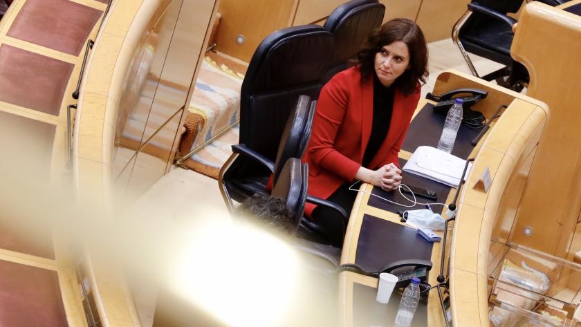 Isabel Díaz Ayuso durante su comparecencia en la Comisión General de las CCAA en el Senado