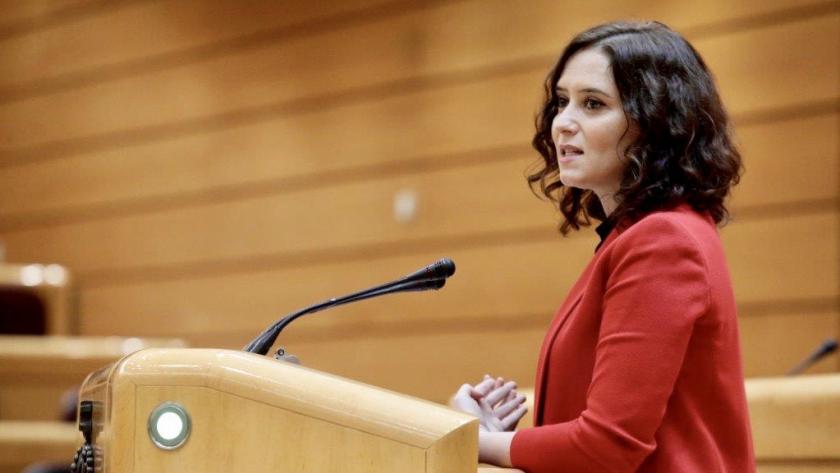 Isabel Díaz Ayuso durante su comparecencia en la Comisión General de las CCAA en el Senado