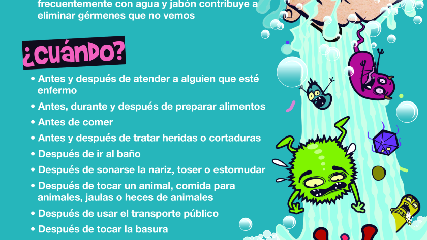 Día Mundial de Higiene de Manos: Salva vidas, Límpiate las manos Cartel del Ministerio de Sanidad con las recomendaciones del lavado de manos