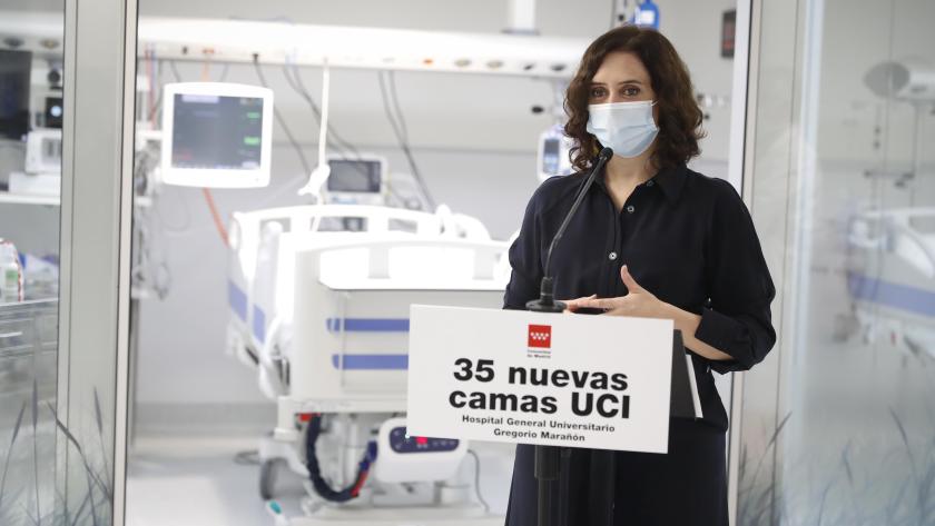 Díaz Ayuso inaugura 35 nuevas camas UCI en el Hospital Gregorio Marañón