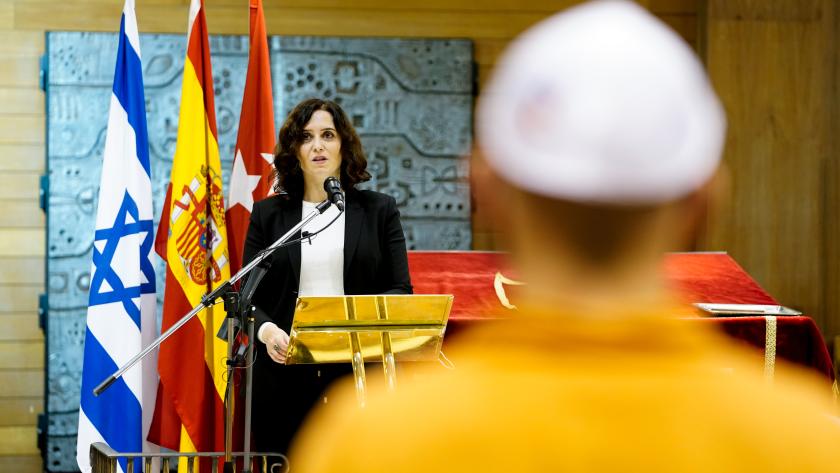 Díaz Ayuso: “no es casualidad que los enemigos de la libertad sean los que profesan el odio a Israel” Isabel Díaz Ayuso durante la entrega