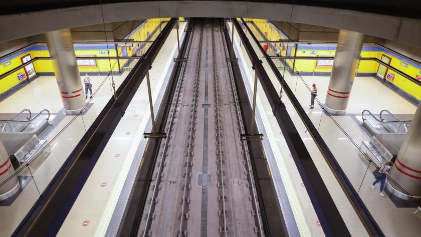 Imagen de las vías de Metro Sur en la estación de Hospital de Móstoles