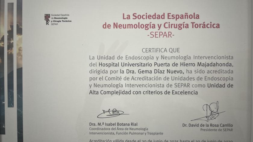 Acreditacion SEPAR Puerta de Hierro