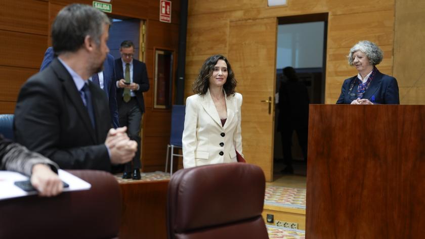 La presidenta Isabel Díaz Ayuso en la Sesión de Control