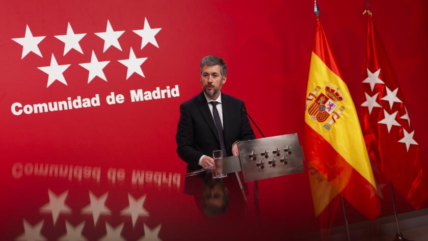 García Martín en rueda de prensa El consejero Miguel Ángel García Martín atiende a los medios de comunicación en la Real Casa de Correos