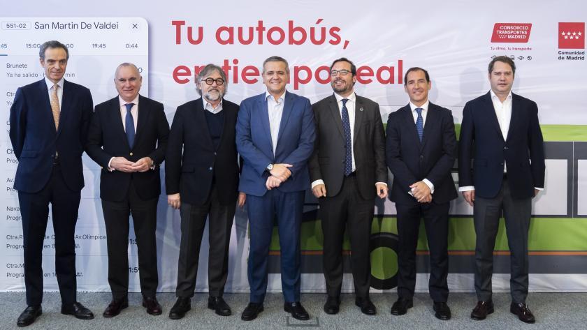 Rodrigo presenta el sistema de posición en tiempo real de los autobuses interurbanos del Consorcio Regional de Transportes de Madrid El consejero Jorge Rodrigo durante la presentación