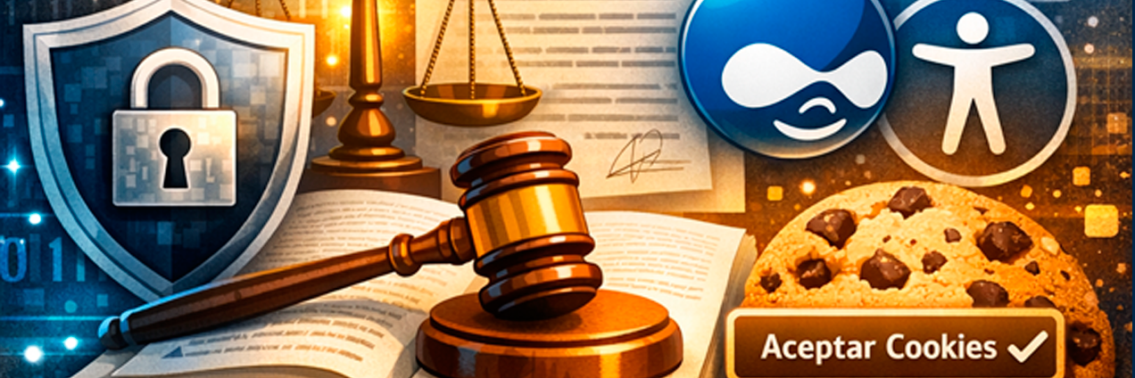 Documento aviso legal, cookies, mazo, candado, símbolo de accesibilidad