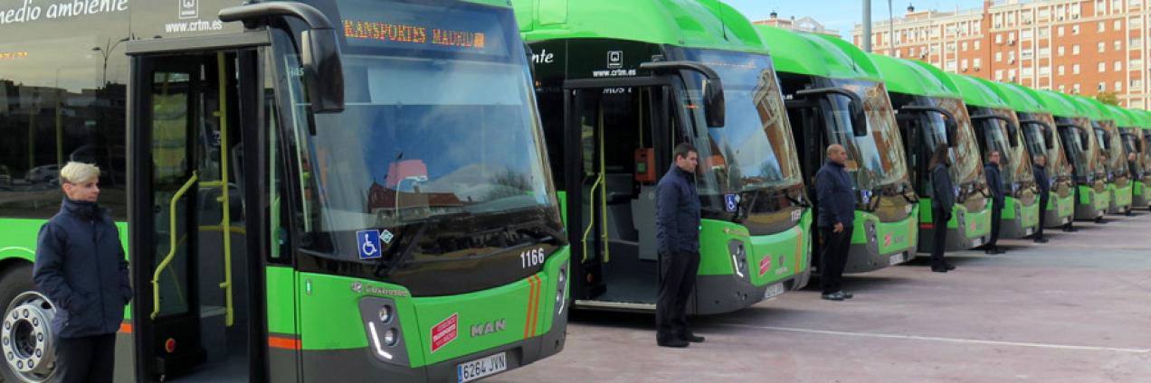 Autobuses interurbanos en fila